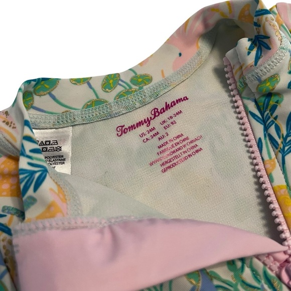 Tommy Bahama 24M Girls Rashguard Swimsuit | Whales Ruffles UPF 50+ - Picture 4 of 5